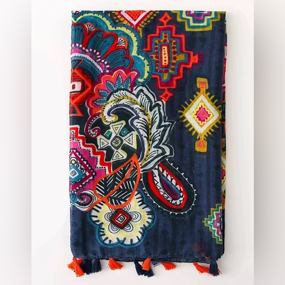 Multi Colored Patterned Scarf New In Package - image 2